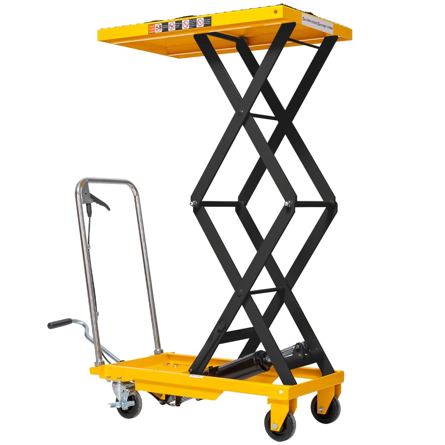 Hydraulic Lift Table Cart, 1760lbs Capacity 59'' Max Lift, Double Scissor Lift Table w/4 Wheels & Non-Slip Pad, Heavy Duty Hydraulic Platform Lift Cart for Warehouse, Shop, Garage Material Handling