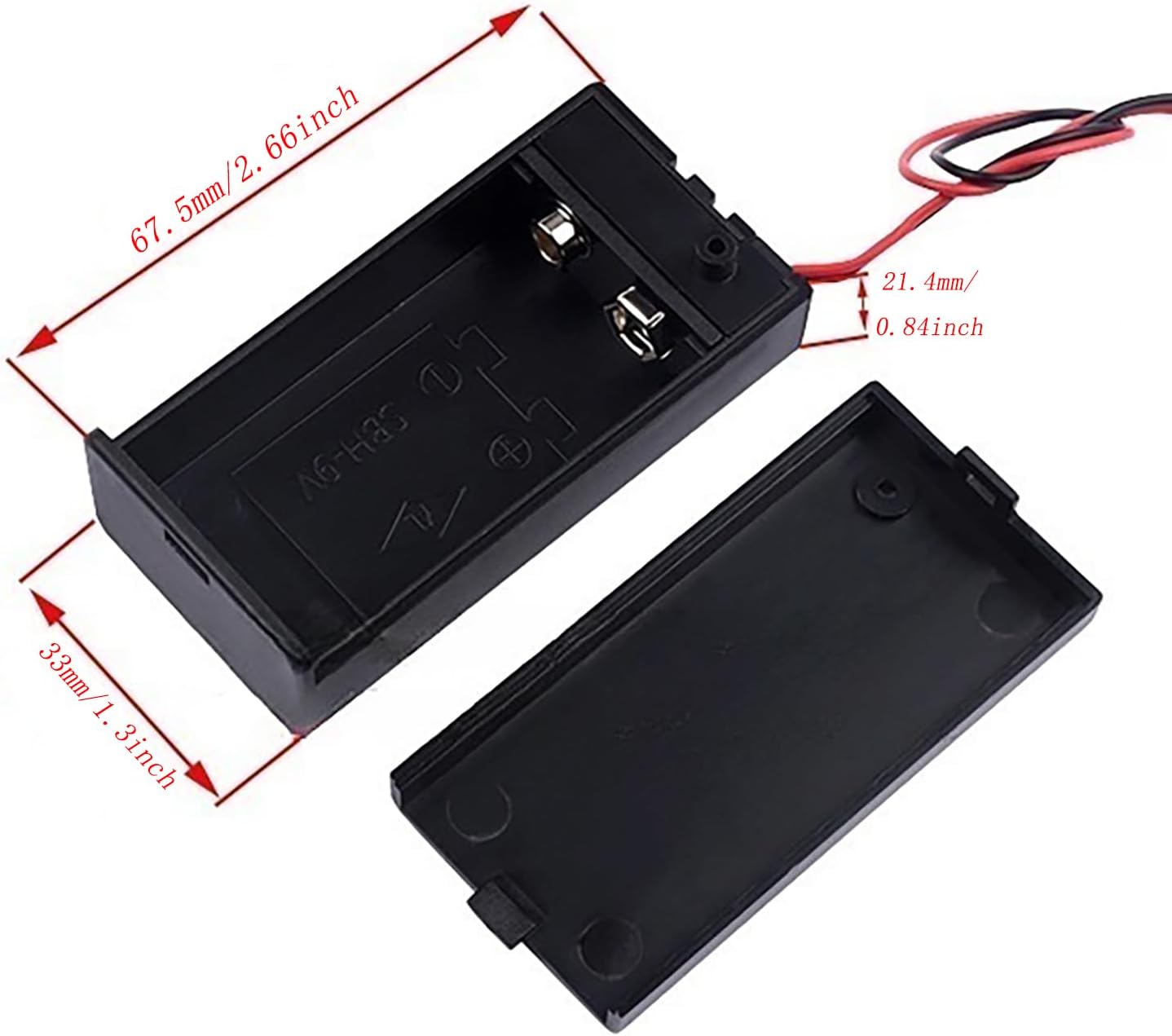 YTgilo 6PCS 9V Battery Box with Cover and Switch Battery Holder with Leads for Student Experiments LED Strip Battery