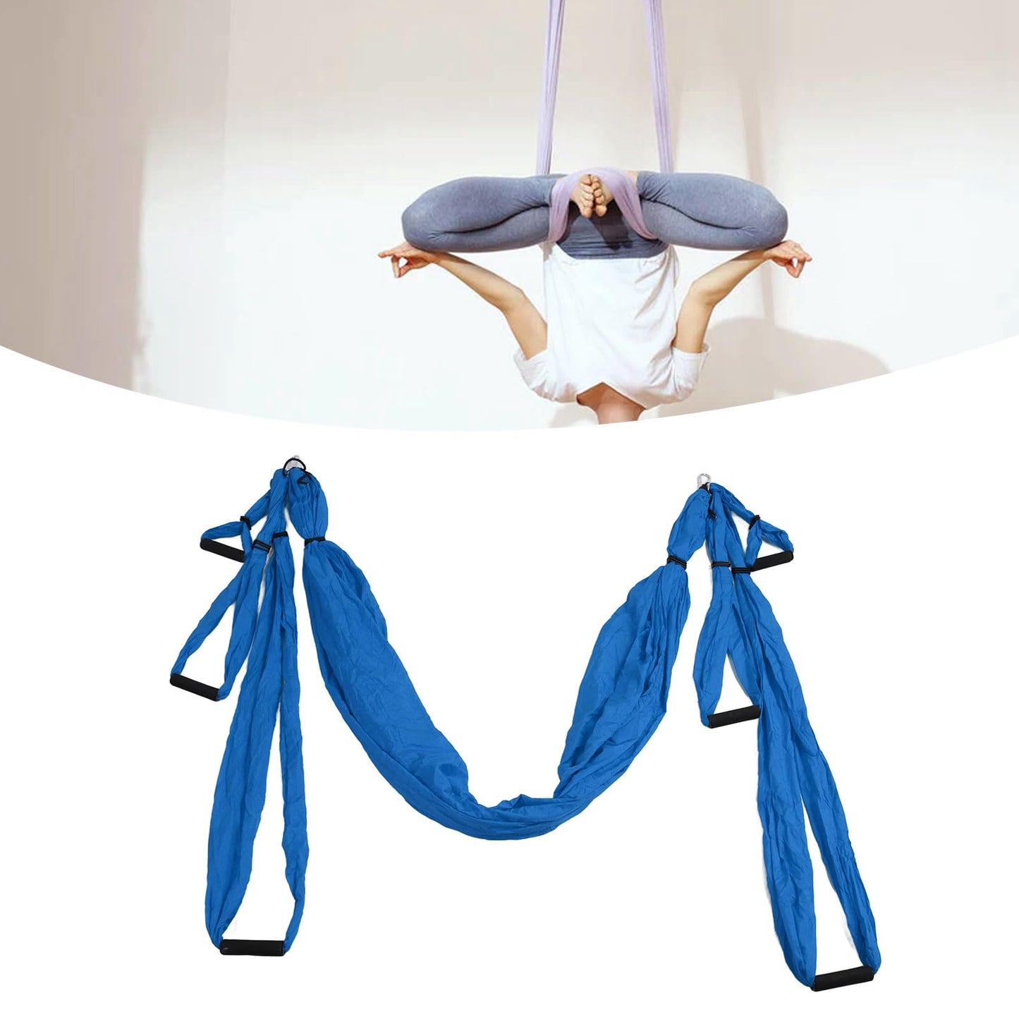 Aerial Yoga Swing Set Adjustable Increase Flexibility Yoga Hammock Yoga Inversion Tool Anti Yoga Sling Suspension Flying Trapeze for Physical Exercise (Dark Blue)