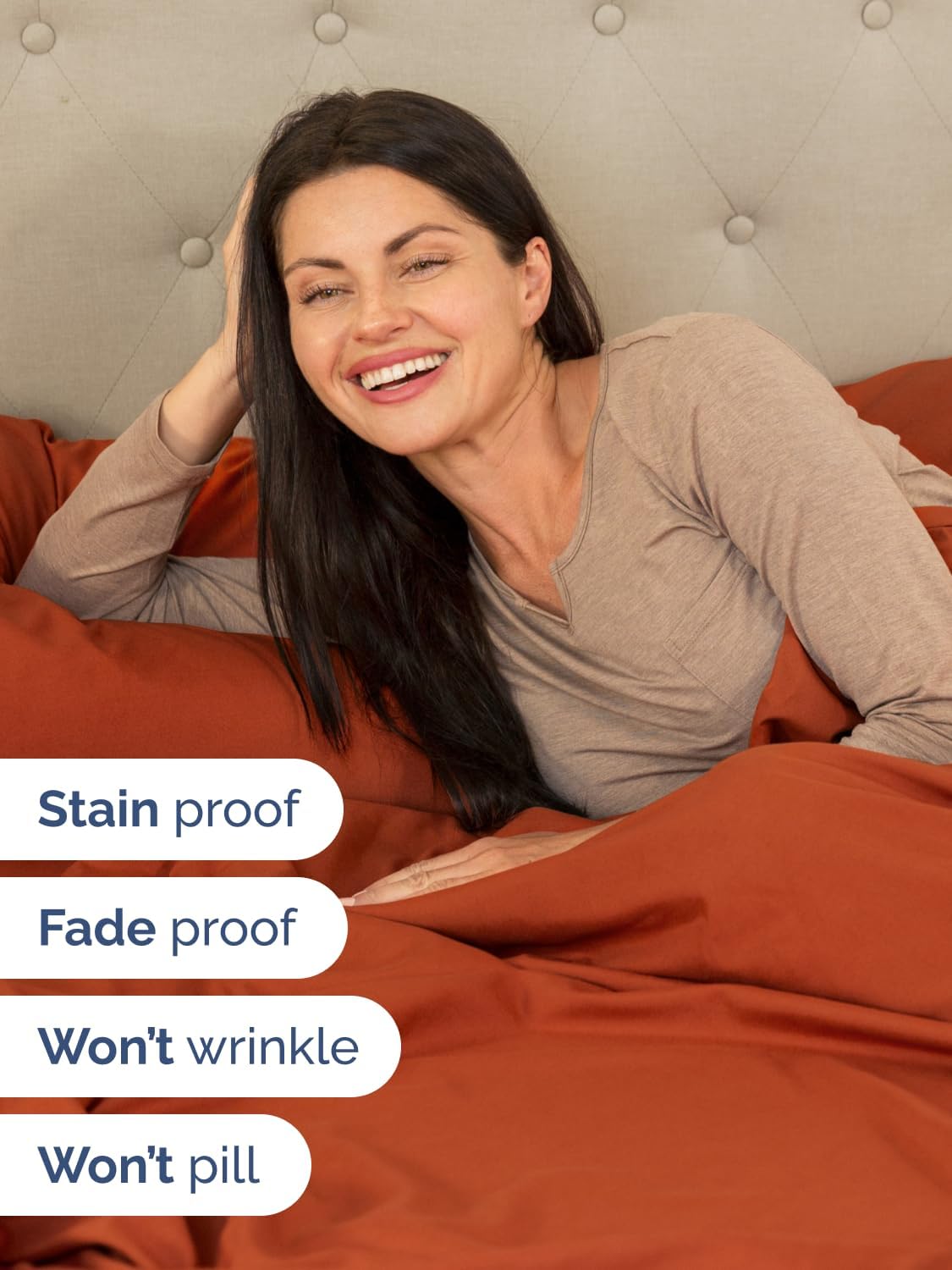 Skiennix Extra Deep Twin Sheet Set - 4-Piece Breathable Cooling Bedding - Soft Wrinkle-Free Terracotta