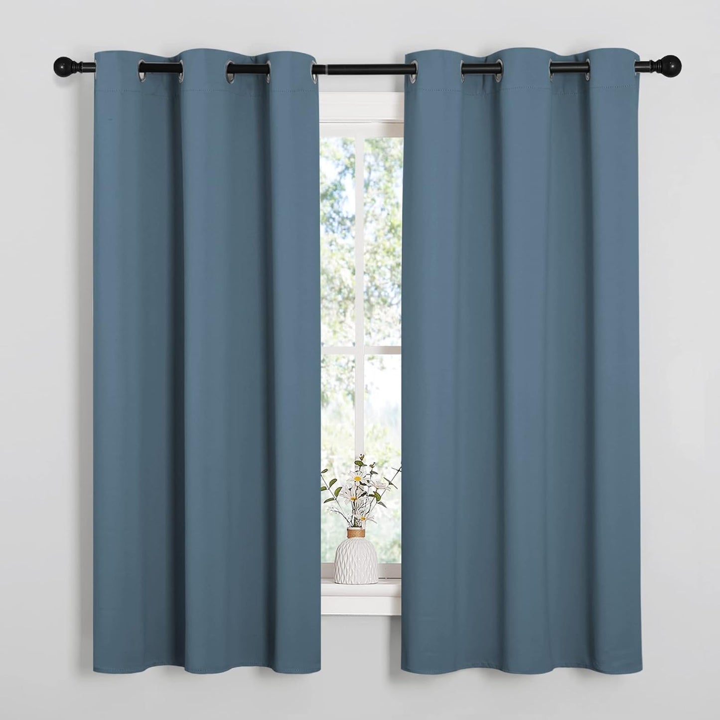 NICETOWN Smoky Blue Blackout Curtains - Thermal Insulated Drapes for Small Windows | 45" Length, 34" Wide, 2 Panels