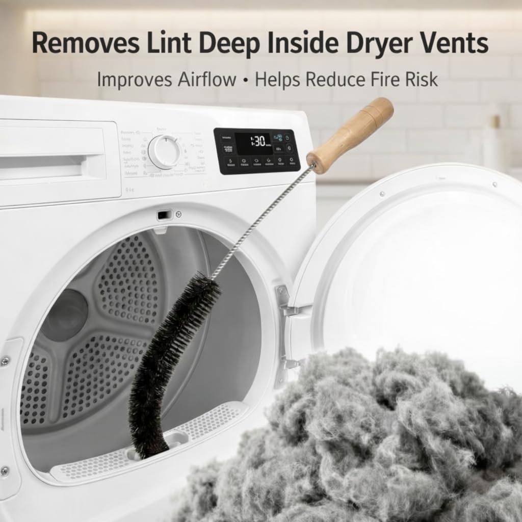 Skiennix Dryer Vent Cleaner Kit - Flexible Lint Brush & Refrigerator Coil Brush for Dust Removal (1-Pack)