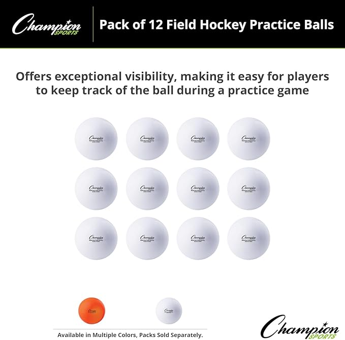 Champion Sports Field Hockey Practice Balls - 12 Pack in Multiple Colors