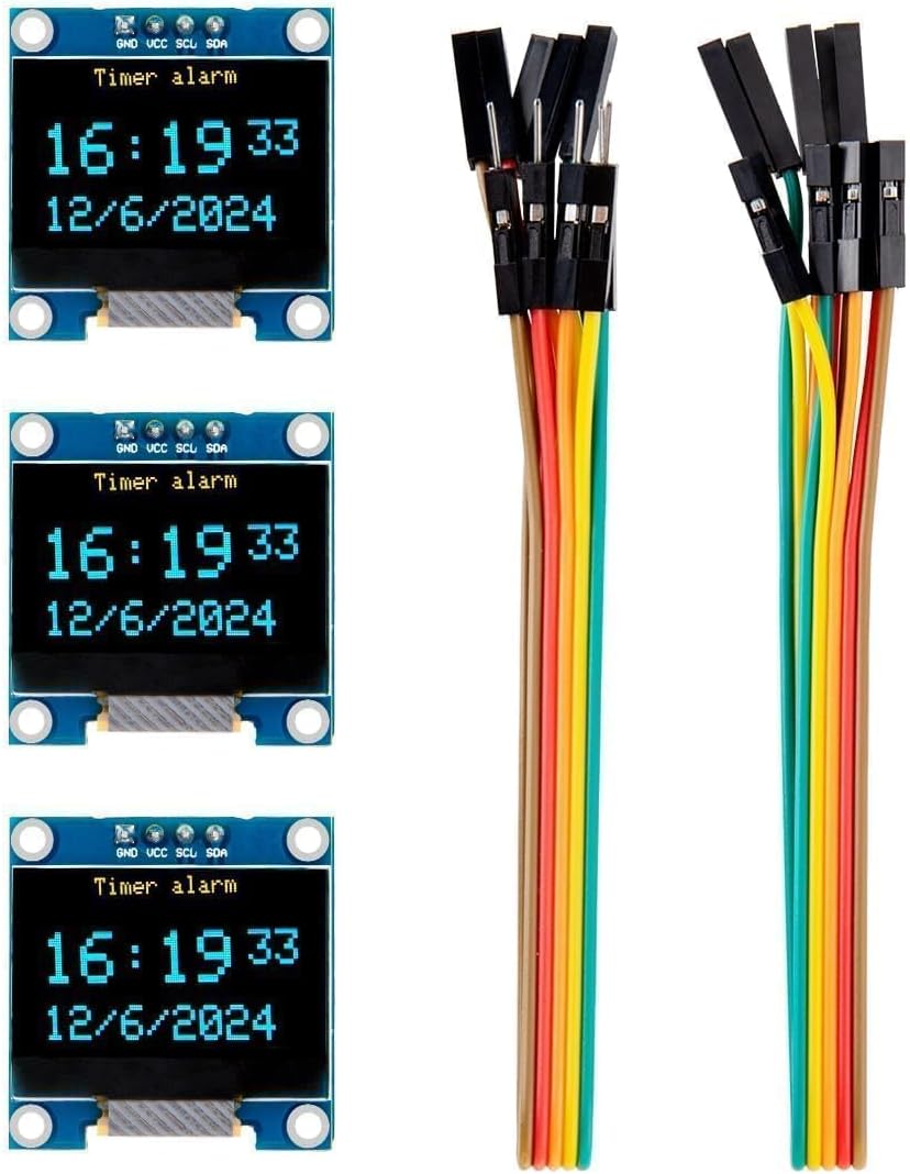 ELEGOO 3PCS 0.96 Inch SSD1306 I2C OLED Display Screen Module Compact Self-Luminous Display Mini Screens for Arduino