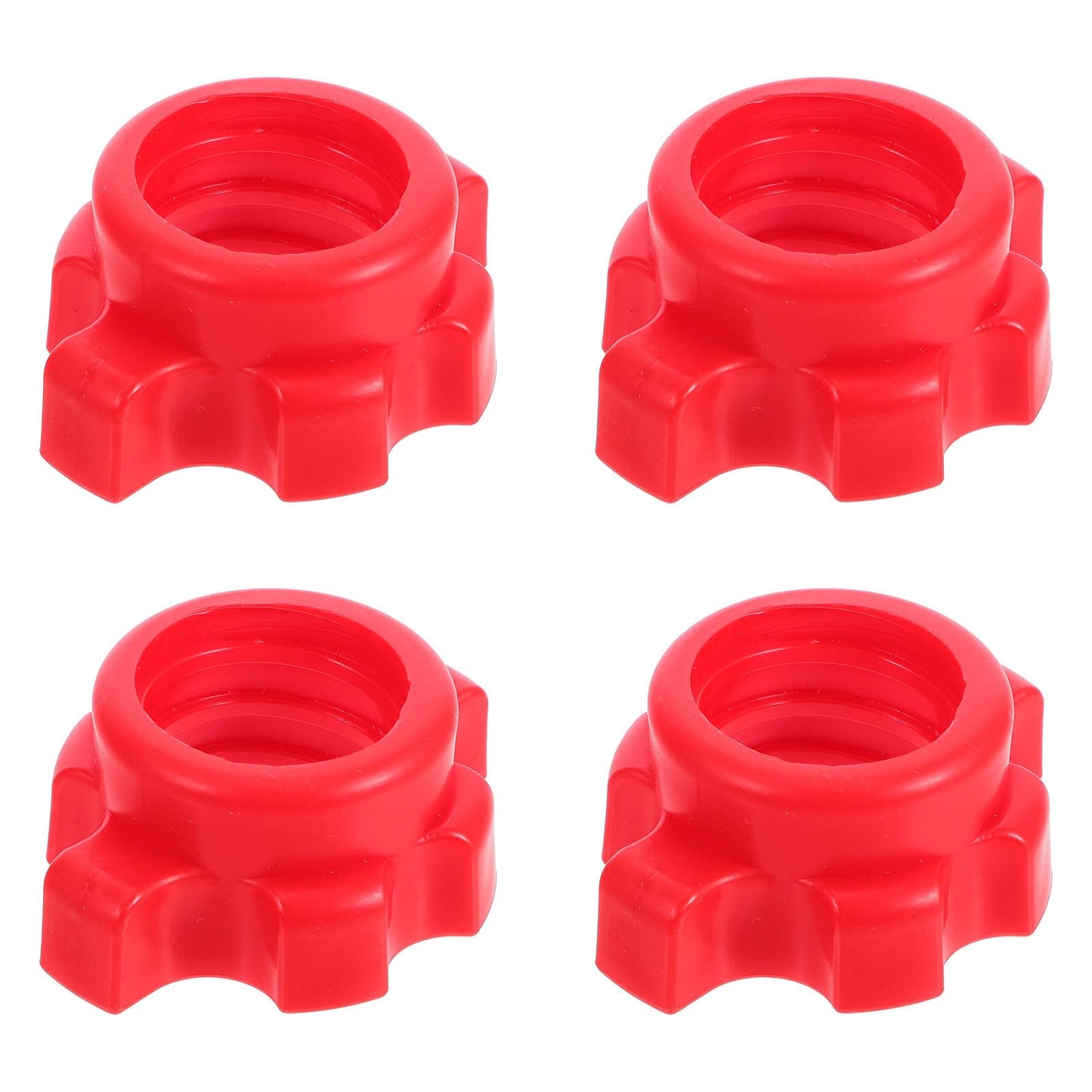 4pcs Dumbbell Hex Nut Plastic Screw for Barbell Dumbbell Collars 1 Inch for Dumbell Weight Lifting Fitness Training Red
