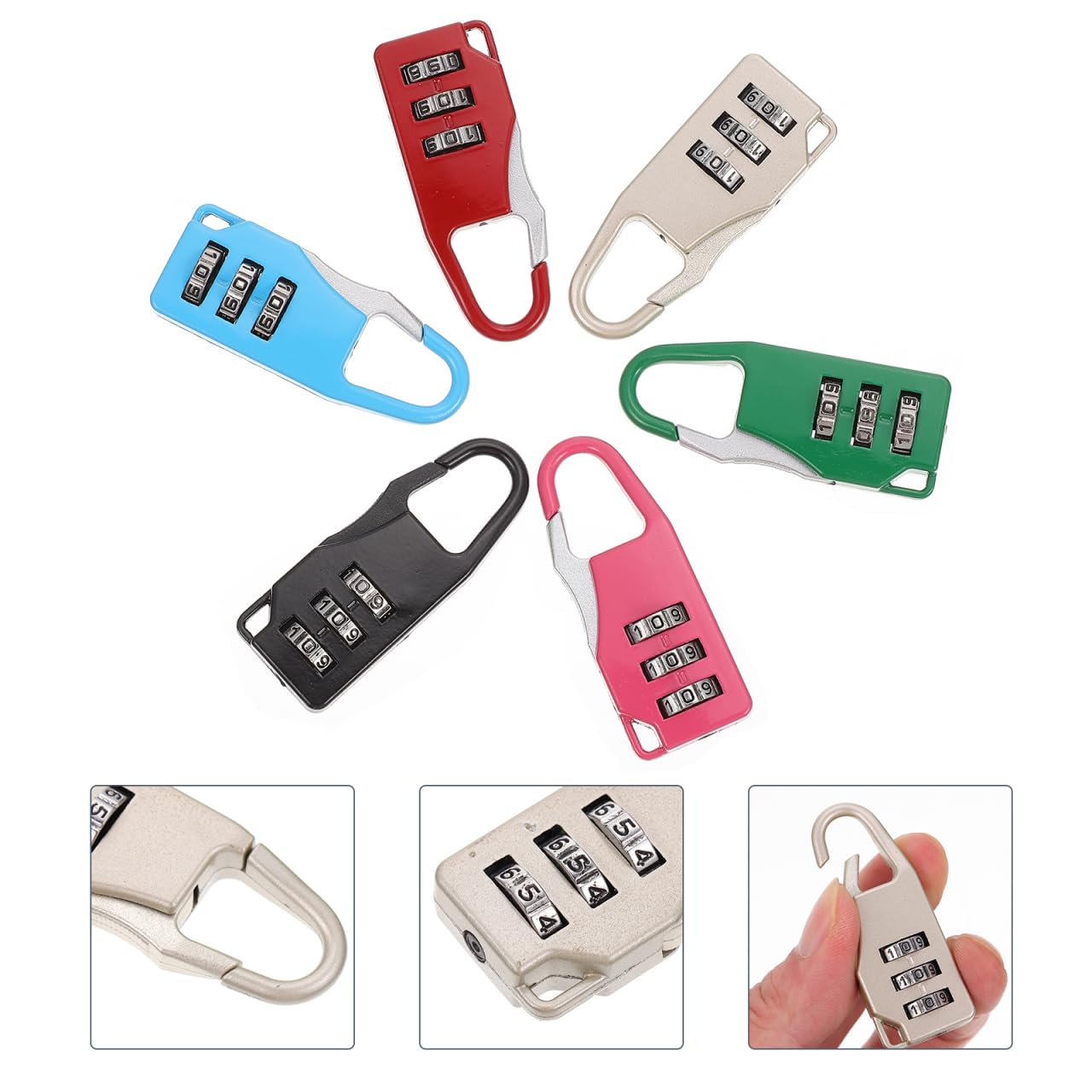 EXCEART 6 Pack Mini 3-Digit Combination Padlocks, Resettable Small Luggage Locks for Backpacks, Gym Lockers, Suitcases & Jewelry Boxes, Colorful Travel Security Accessories