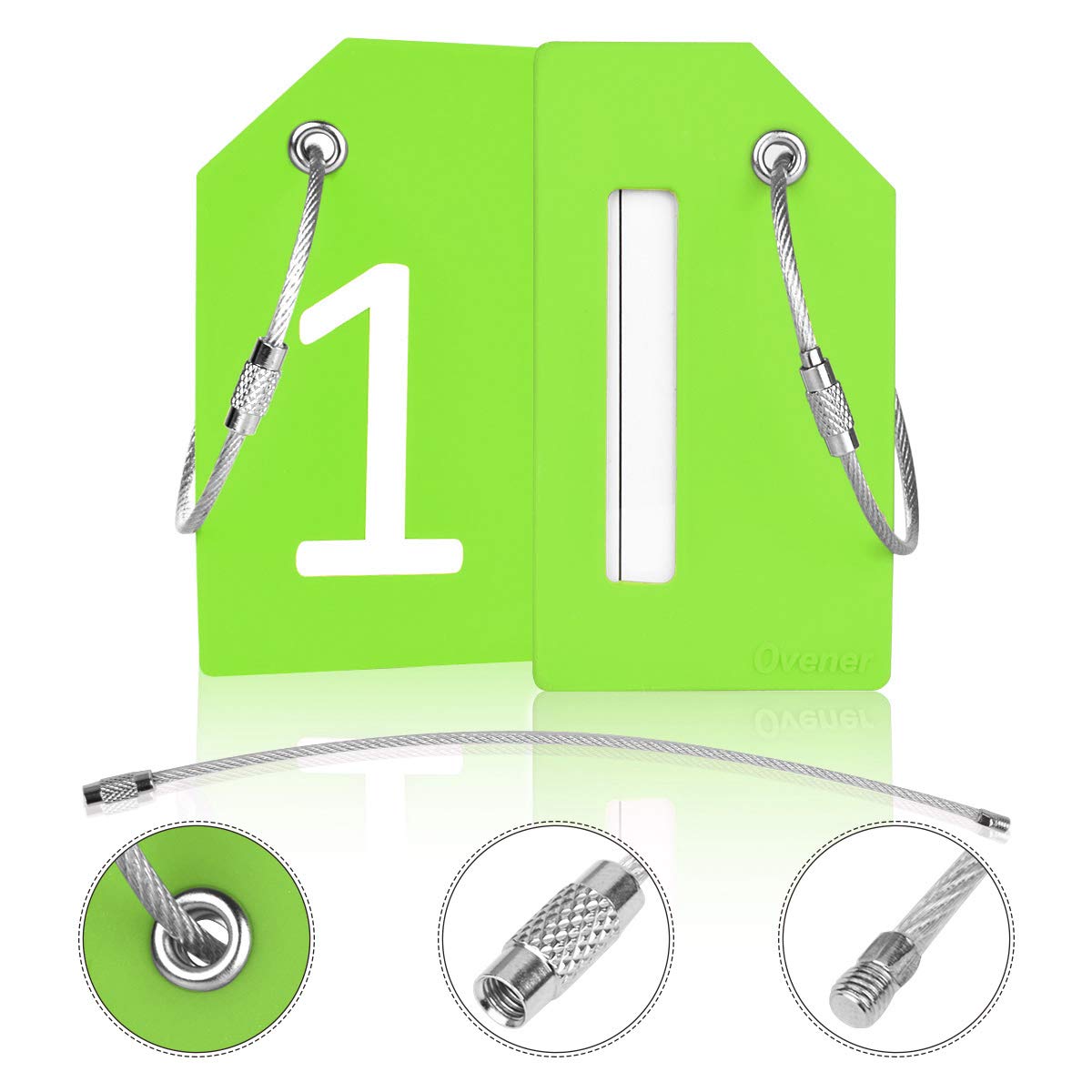 Silicone Luggage Tag with Name ID Card and Digit Number Showed 1-5 Green