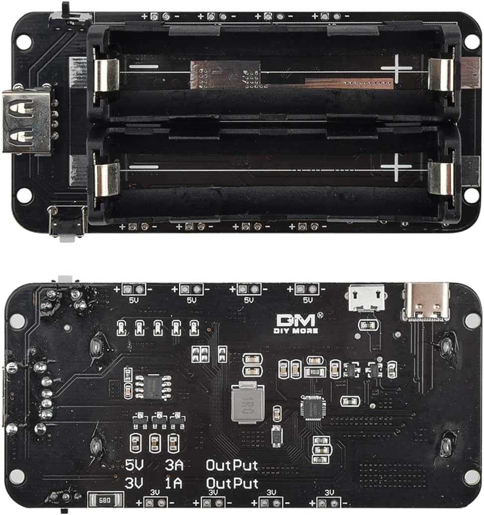 diymore 1865O V8 5V/3A 3V/1A Arduino(2 Battery Holder Double Li-ion Battery Shield Micro USB Power Bank Battery