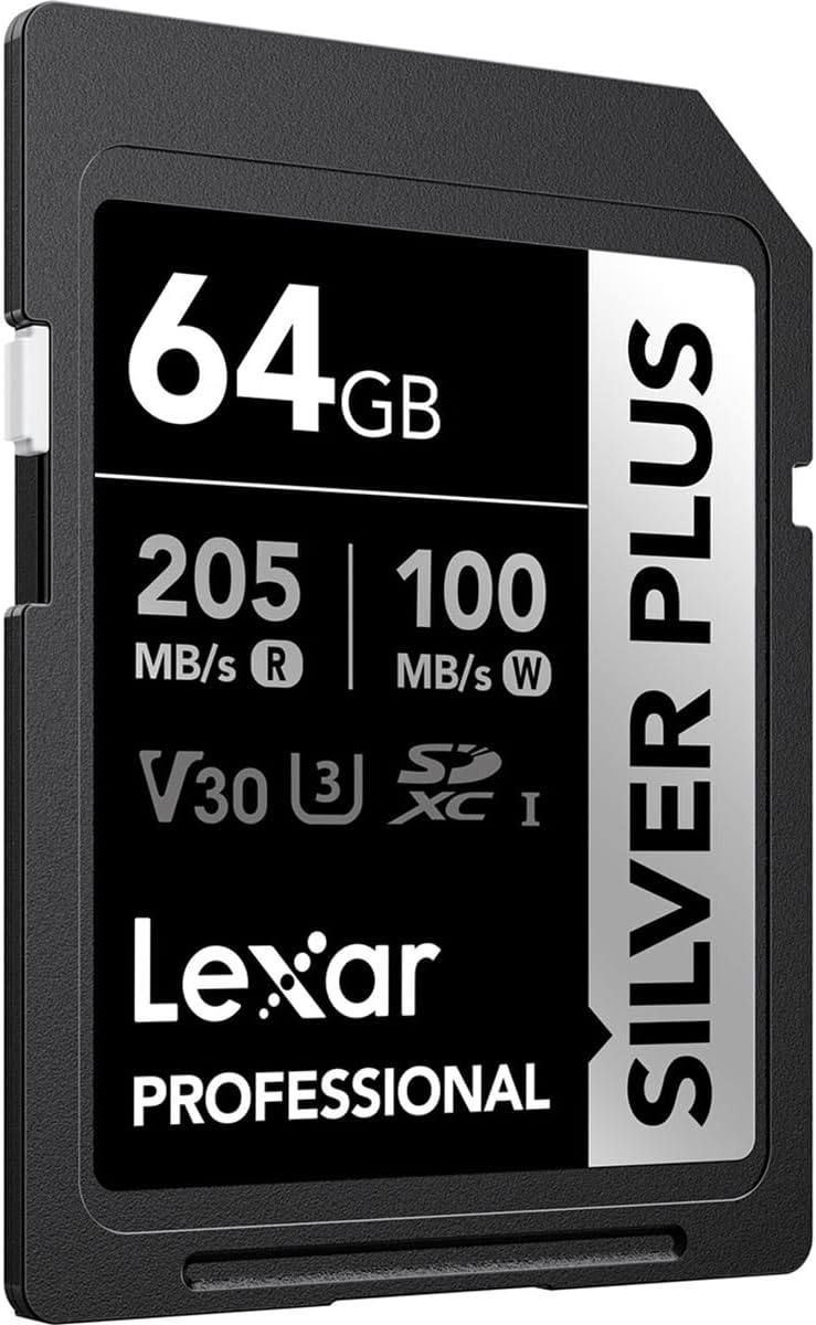 Lexar 64GB Professional Silver Plus SDXC UHS-I Card Memory Card