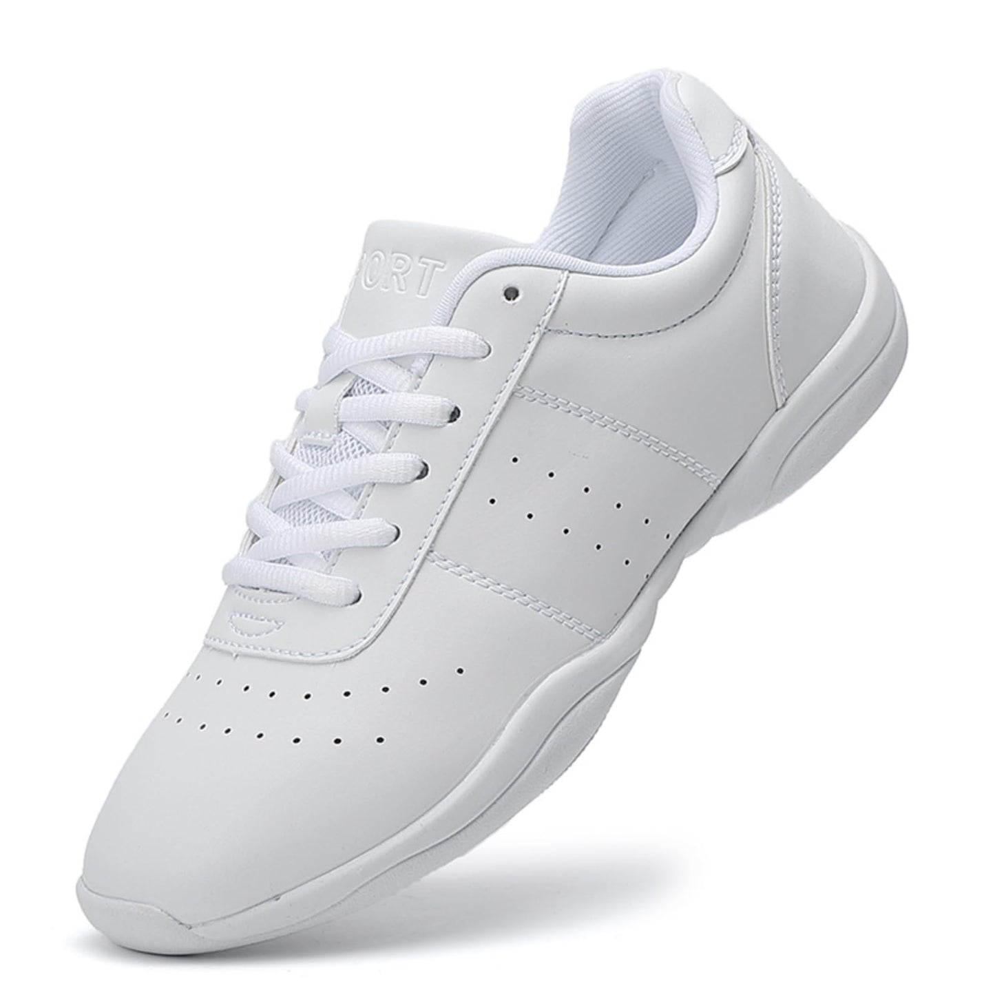 GlideMoves Cheer Shoes Girls Cheerleading Competition Sneakers Dancing Training Jumping Tumbling Aerobic Fitness Walking Tennis Women Size 7 Men 6 White 39