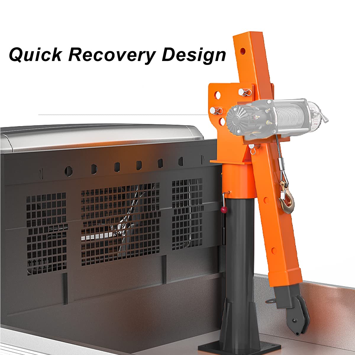 RUGCEL WINCH New 2200lb Folding Truck-Mounted Crane, with Electric Winch 5000 lb 12V, Painted Steel Pickup Truck Jib Cranes 360 Swivel