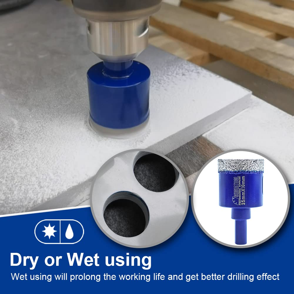 SHDIATOOL Diamond Drill Core Bits Set for Porcelain Triangle Shank Hole Saw Cutter for Tile Marble Ceramic Granite on Drill Machine