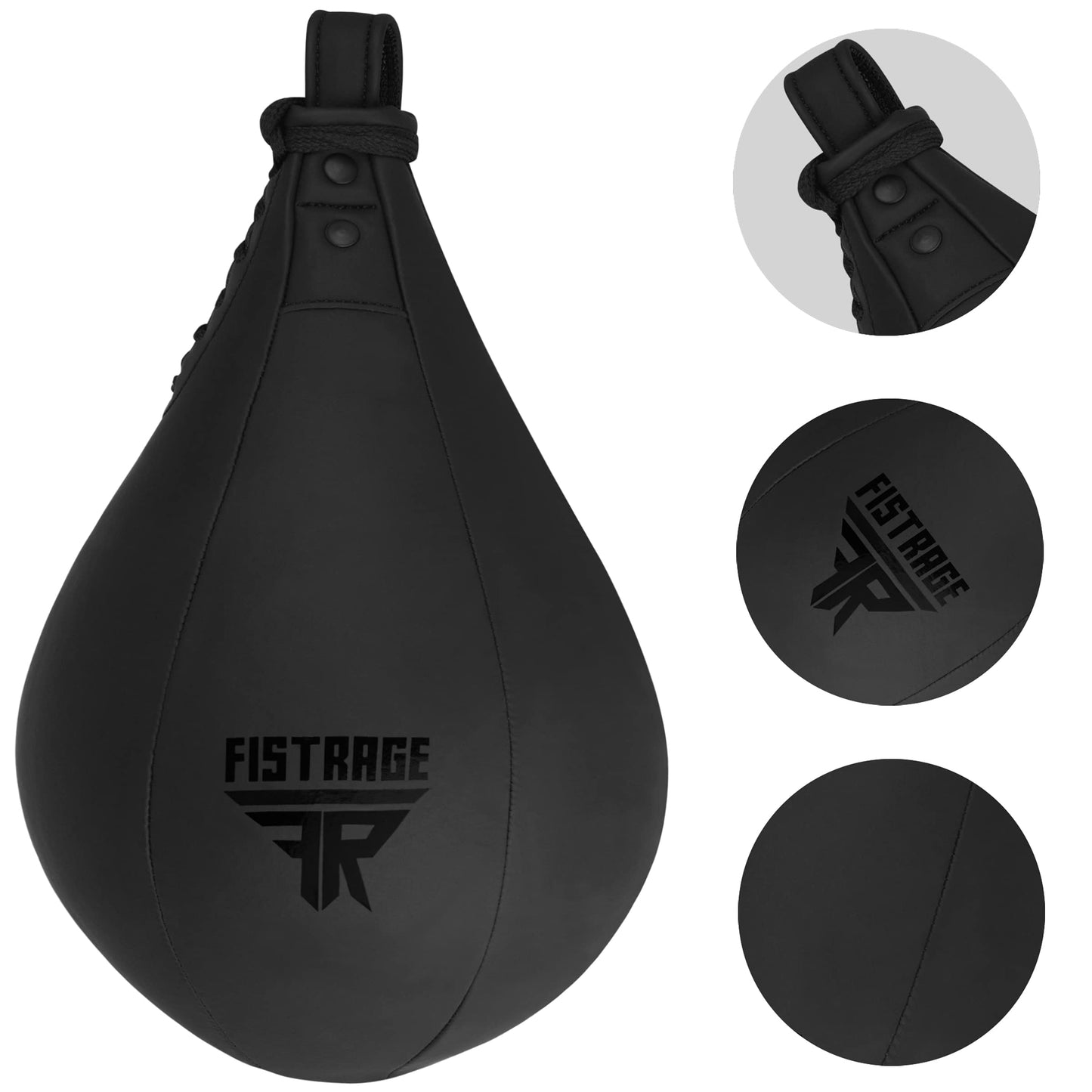 FISTRAGE Speed Ball Boxing Leather MMA Muay Thai Training Punching Dodge Striking Bag Kit Hanging Swivel Workout Speedball Kicking Platform (Black)