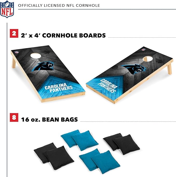 NFL Football 2' x 4' Regulation Size Solid Wood Cornhole Set with Direct Print HD Team Graphics Great Gift for Any Football Fan! Bean Bag Toss Family Outdoor Game