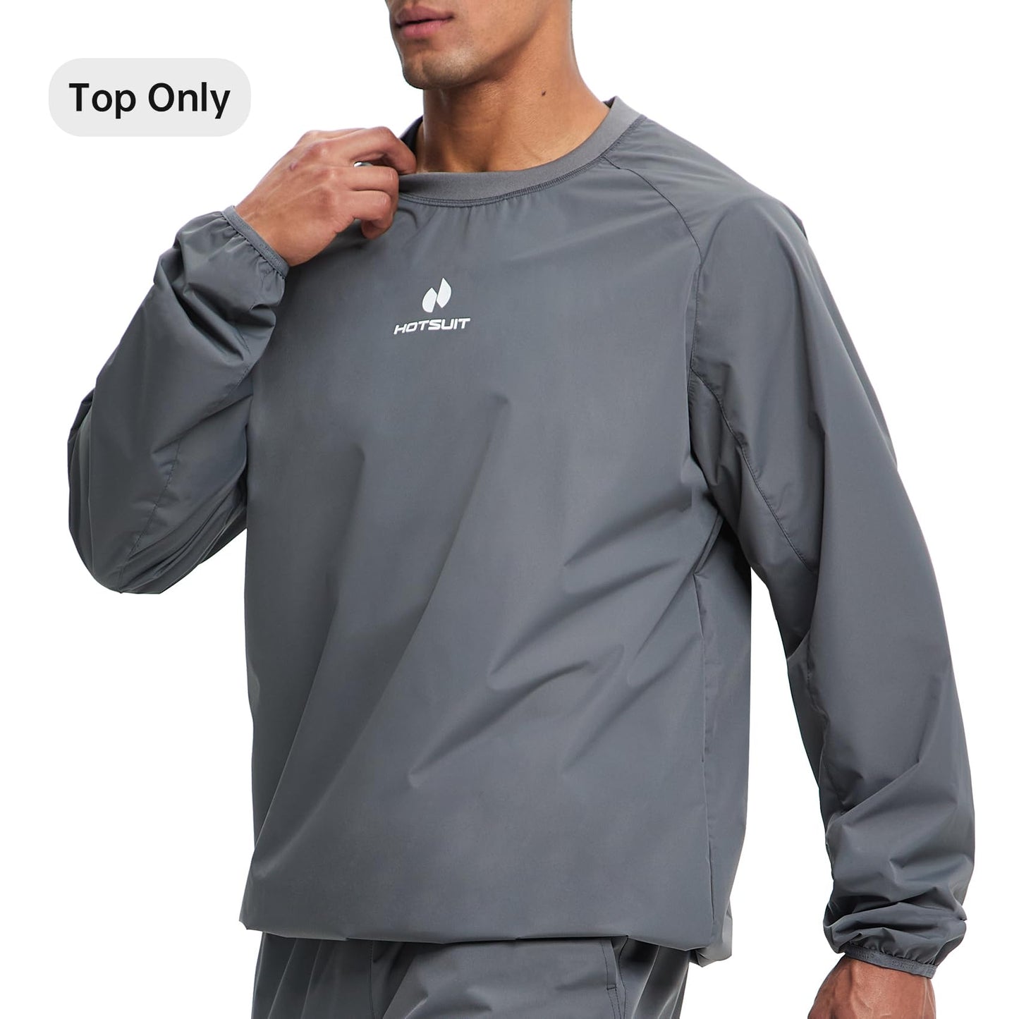 HOTSUIT Men's And Womens Sauna Suit Jacket Anti Rip Gym Workout Pullover Sauna Sweat Jacket, Grey, XL