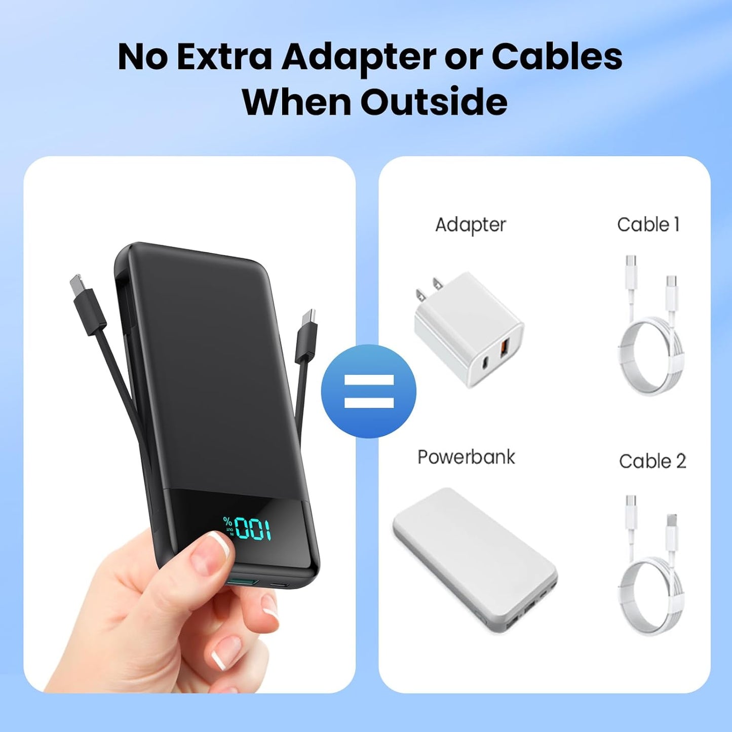 AONIMI iPhone,13800mAh 4 Pack 17/16/15/14,Android,Travel Portable Charger for Slim Power Bank with Built-in Cables & AC