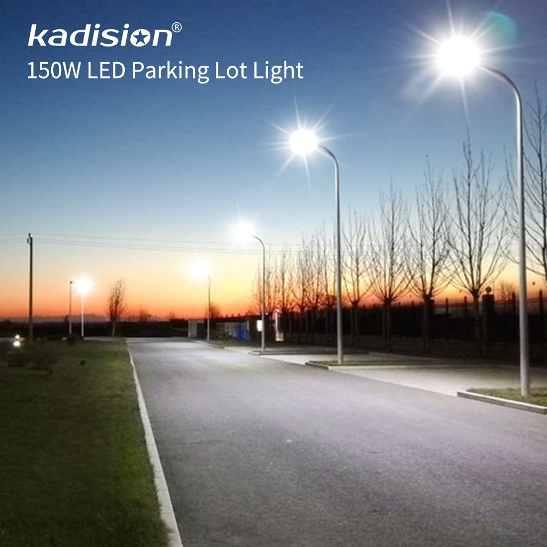 kadision LED Parking Lot Light 150W/100W/75W Adjustable, 22500lm (150lm/W) 5000K 100-277V, Waterproof LED Shoebox Light with Dusk-to-Dawn Photocell, Slip Fitter Mount, ETL Listed (2 Pack)
