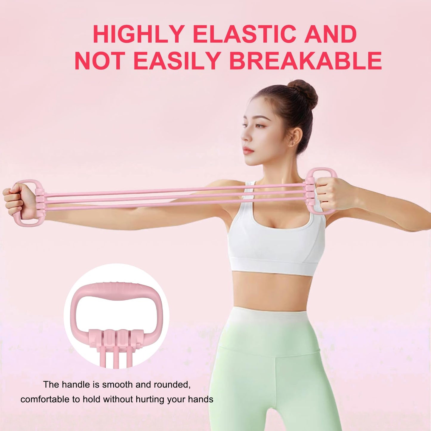 Kovixsc Figure 8 Resistance Band for Women 15-90LBS, Adjustable Resistance Bands with Handles for Arm Back Exercise, 6 Fitness Elastic Rope, Stretch Bands for Yoga, Pilates, Strength Training