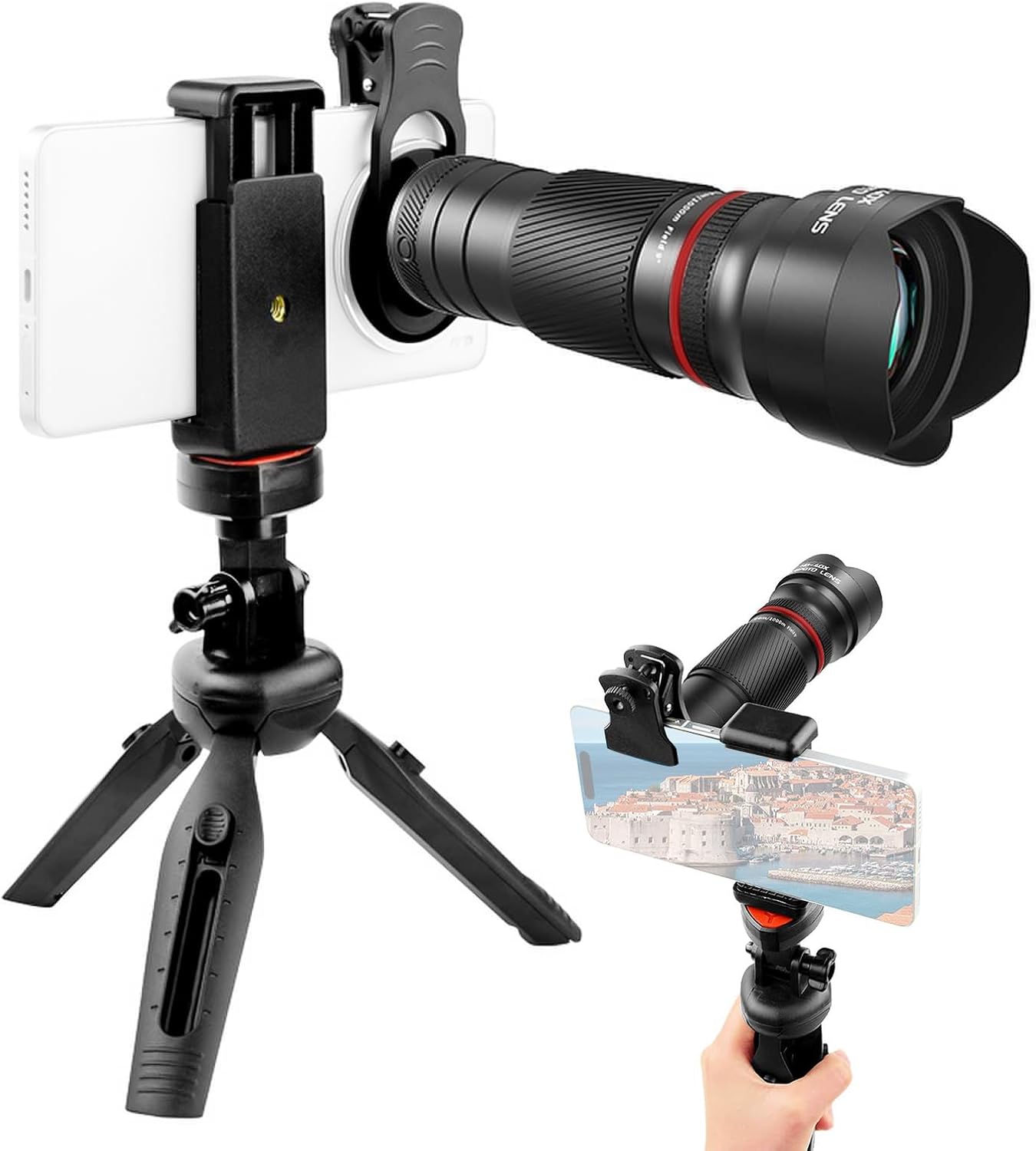 Andoer 40X Zoom Lens with Tripod Phone Telephoto Lens Phone Telescope Phone Camera Lens for Hiking Camping Wildlife