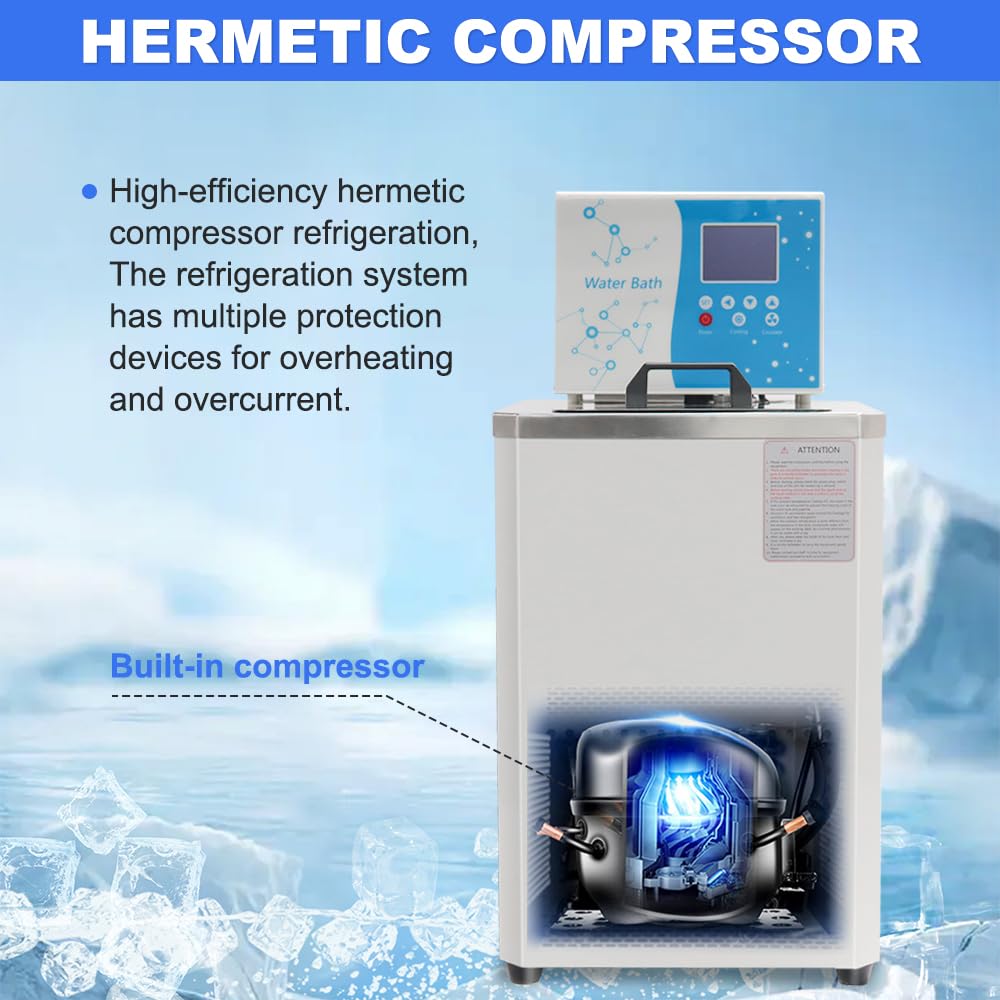 US In Stock -40℃ ~100℃ Laboratory Chiller Circulator 6L Chiller Lab Low Temperature Cooling Liquid Circulator Pump Chiller Lab Recirculating Chiller Water Bath Recirculating Water Cooling Chiller,110V