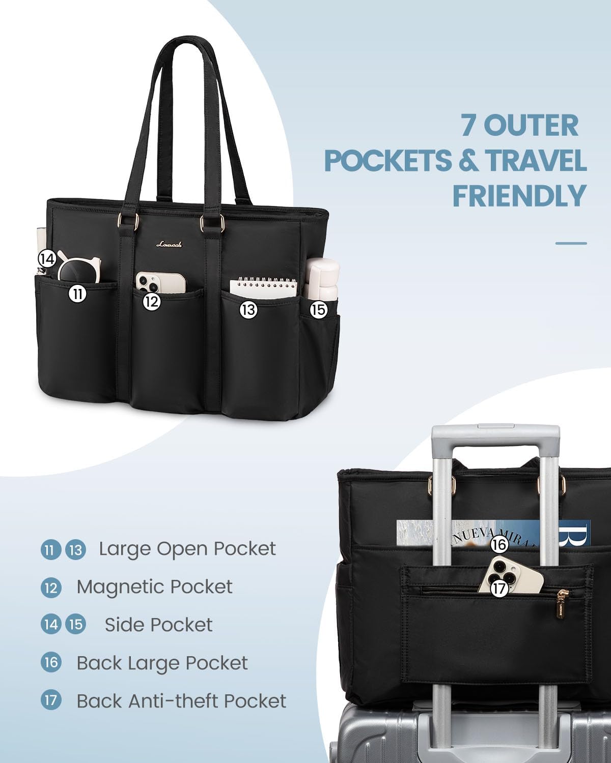 LOVEVOOK Laptop Tote Bag for Women Work, Teacher Tote Bag Nurse Bag With Large Cup Holder, Utility Professional