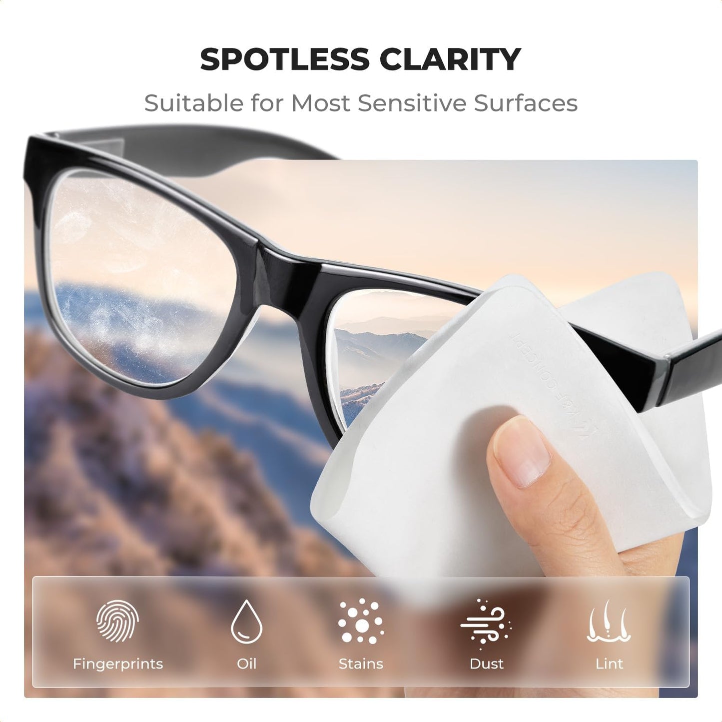 30 Pack Headset, K&F CONCEPT Lens Cleaning Cloth | Microfiber Cleaning Cloth | Glasses Cleaning Cloths | Eyeglass Lens