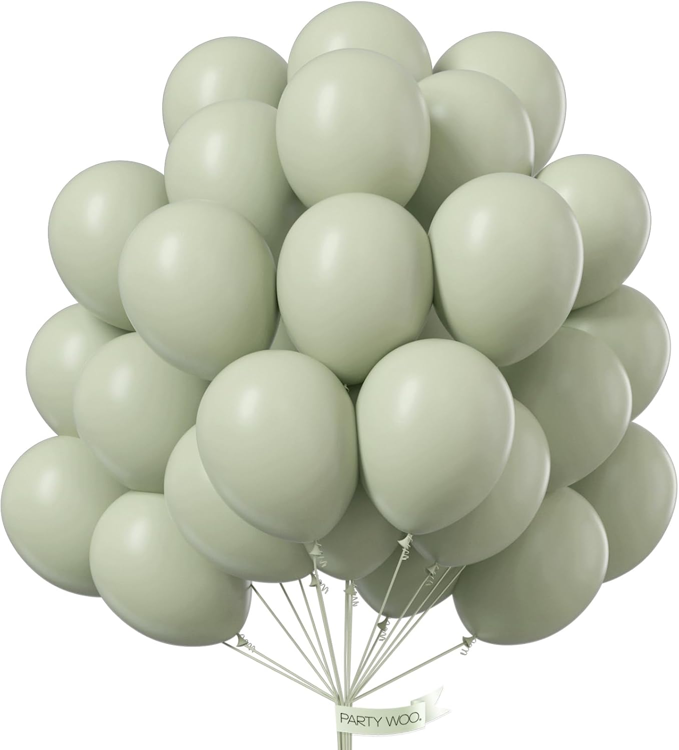 PartyWoo Sage Green Balloons - 50pcs 12 Inch Boho Dusty Olive Latex for Birthday & Wedding Decor