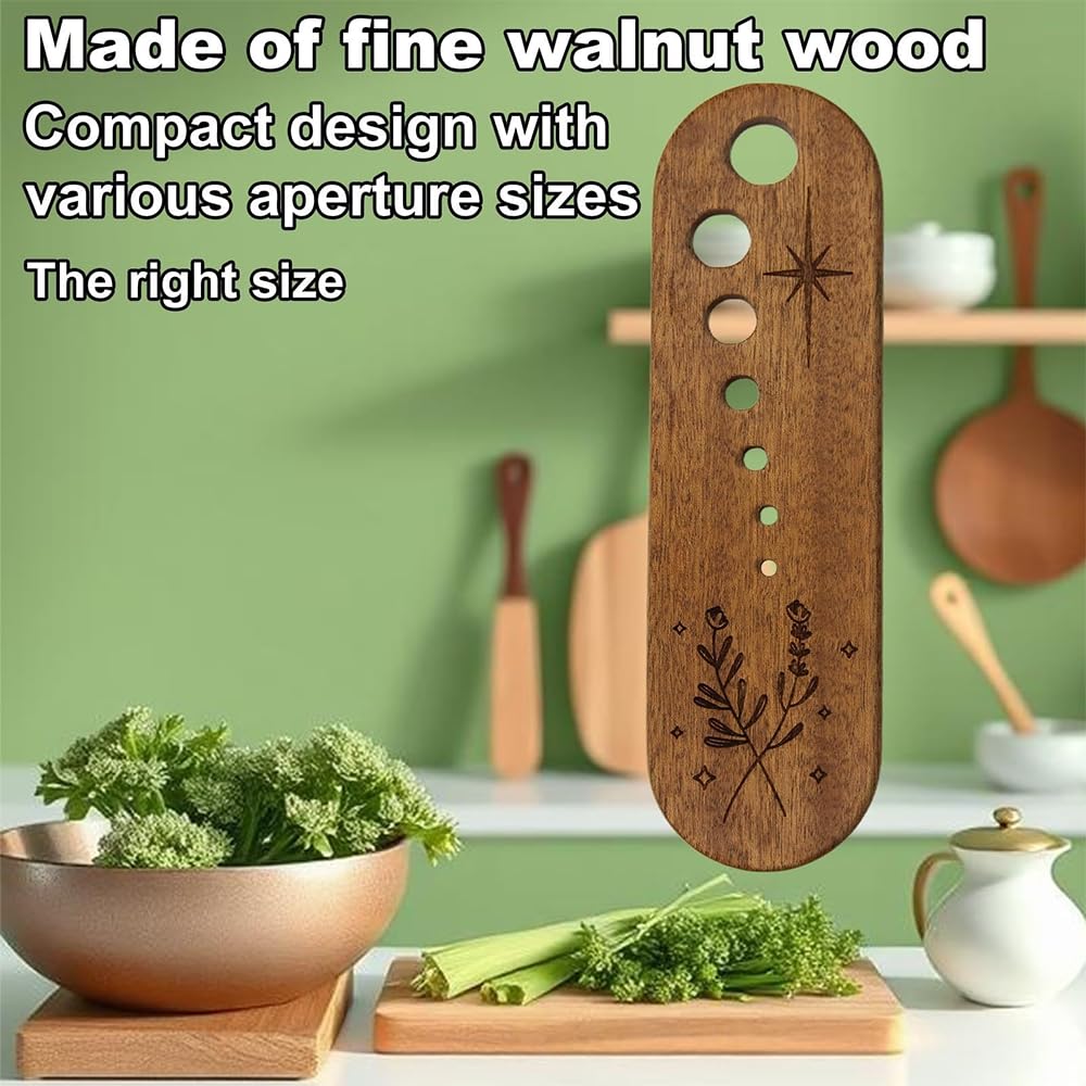 HGLuKGO Herb Stripper, Wooden Vegetable Leaf Separator, Kitchen Herbs Leaf Stripping Tool, Exquisite Herb Stripper Bowl Gifts for the Kitchen Suitable for Home Use & Chefs