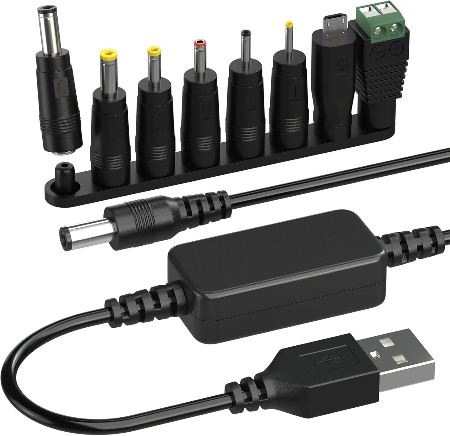 DROK 9v 5v 9v 1.1m/3.6FT 8 USB to Adapter - to Boost Converter, USB to DC Power Cable Step Up Converter with DC Plug