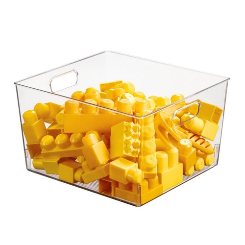 mDesign Plastic Storage Organizer Container Bin, Household Organization for Cabinet, Counter, Drawer, Cubby, and Cupboard, Holds Clothing, Linens, Toys, and Essentials, 4 Pack, Clear