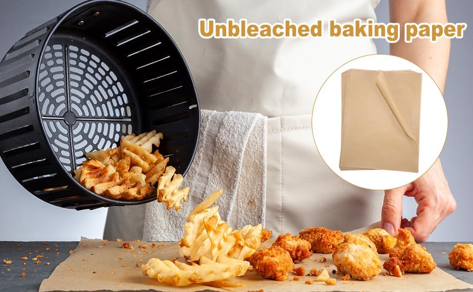 Skiennix Unbleached Parchment Paper - 100 PCS Nonstick Baking Sheets | 23cm x 33cm, High-Temperature Resistant