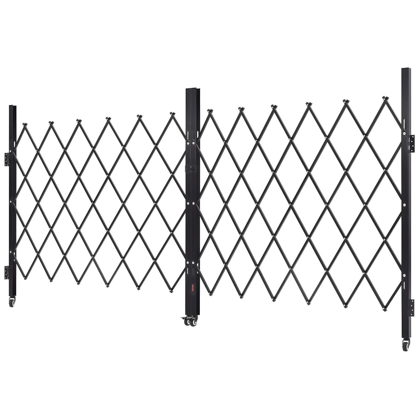 VEVOR Double Folding Security Gate, Lockable Scissor Gate with 360° Swivel Casters, Outdoor Barricade Steel Retractable Gates, for Entry Security, Garage, Warehouse & Pool, 125.98 x 63.19 in (W x H)