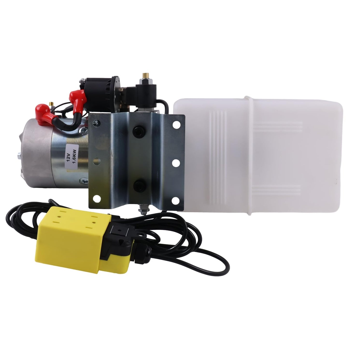Solarhome 12V DC Single Acting Hydraulic Power Unit 6 Quart Plastic Tank with Remote Control 4.5" 2500PSI 3000PSI SAE 8 Ports Compatible with Dump Trailer and Car Lifting