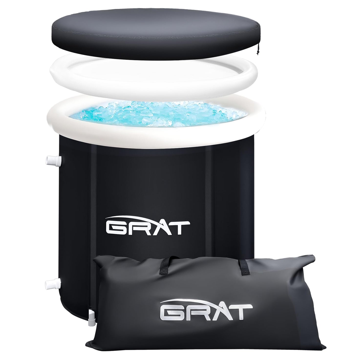 Oibath Standard Ice Bath Tub, 88 Gallon Cold Plunge Tub with Cover Lid, Portable Inflatable Ice Plunge Tub for Adults, Foldable Design, Chiller Compatible