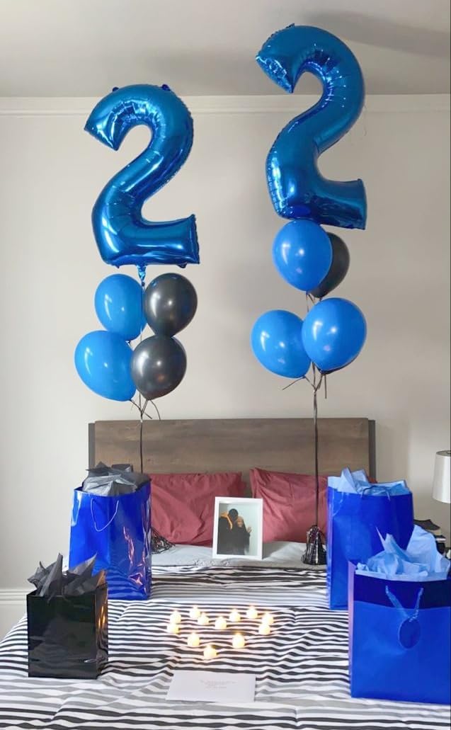 Number 17 Balloon - 40 Inch Dark Blue Foil Decoration for 17th Birthday & Anniversary Celebrations
