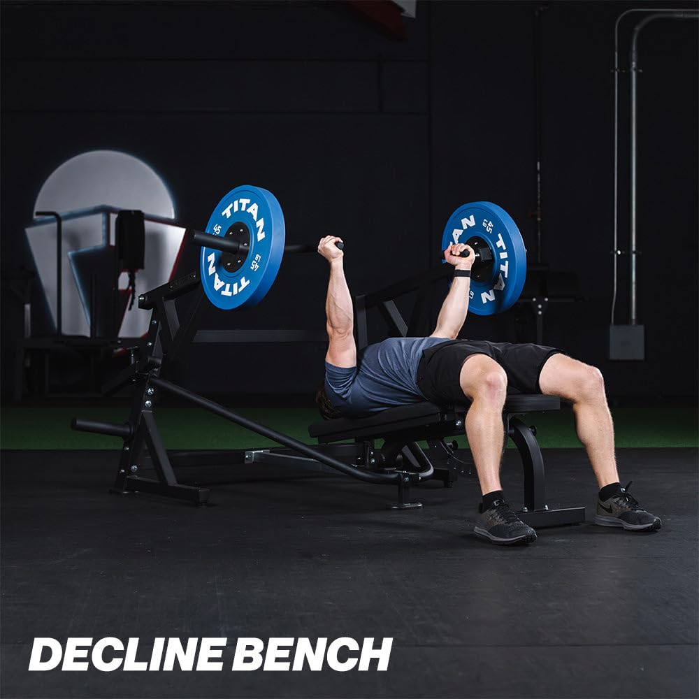 Titan Fitness Plate-Loaded Chest Press Machine with Adjustable FID Bench, 1000 LB Capacity, Converging Lever Arms for Bench Press, Chest & Back Home Gym Equipment