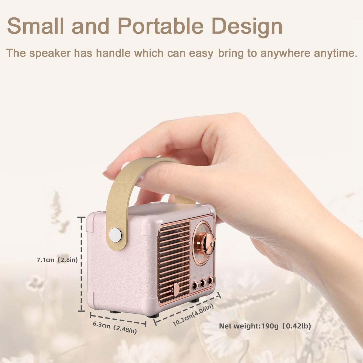 Caulikine Retro Bluetooth Speakers Birthday Gifts for Girls Small Cute Pink Portable Wireless Speaker Gift Ideas