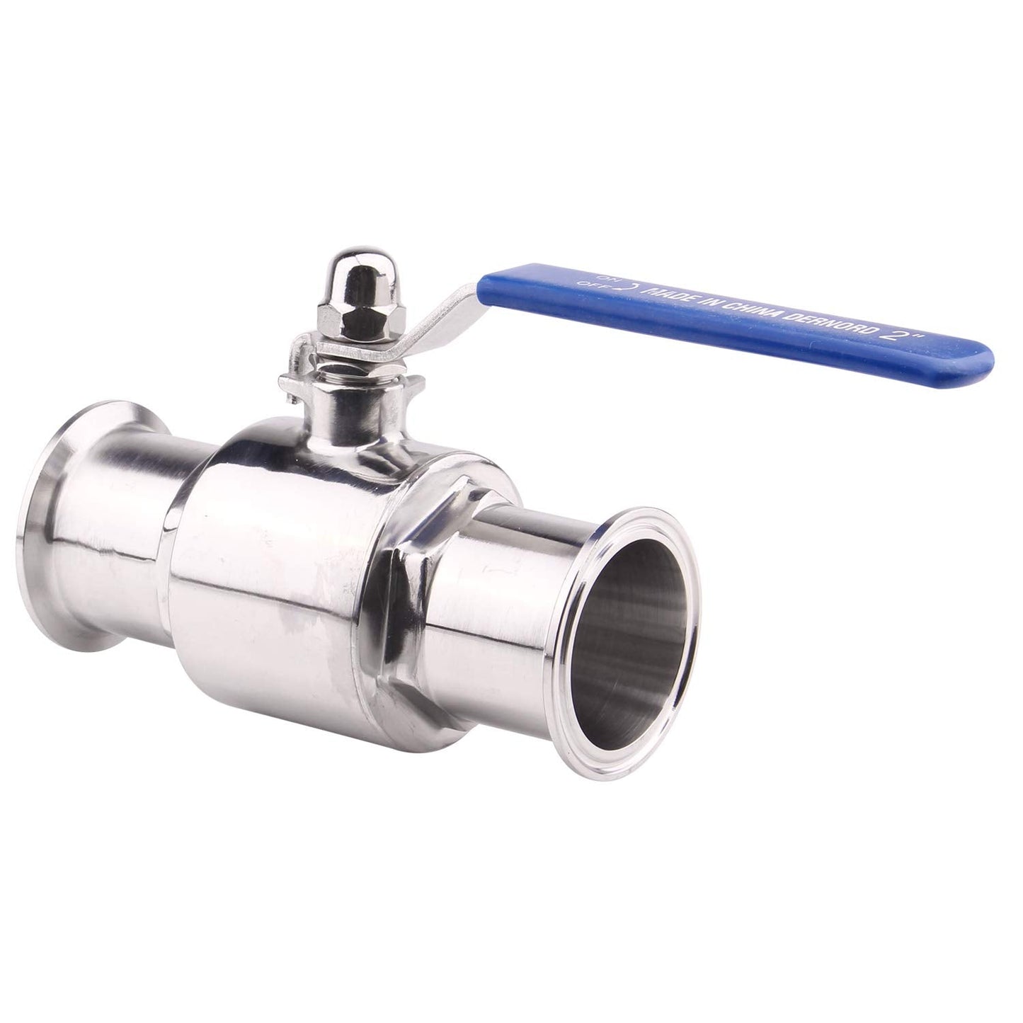 DERNORD 2 inch Tri-Clamp Clover Ball Valve Stainless Steel 304,PTFE Lined. (2 inch Tube OD)