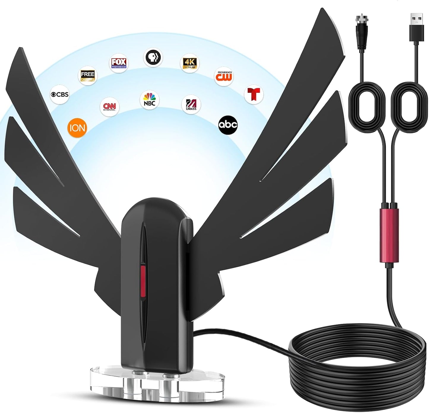 COCOBELA 2026 360 4K 1080p 16.66FT TV Antenna for Smart TV Indoor, Digital TV Antenna for Local Channels with Signal