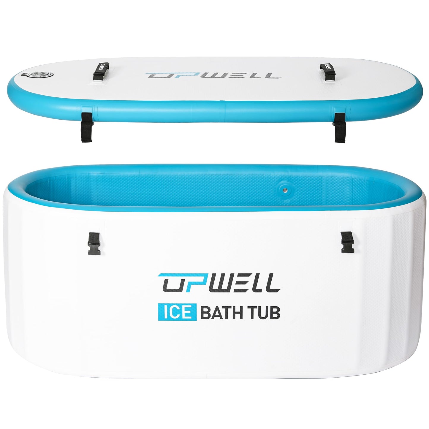 UPWELL Cold Plunge Tub Large Portable Oval Inflatable Ice Bath Tub with Cover for Cold Water Athletes Large Baths for Therapy Recovery at Home or Outdoors Ice Plunge Blue and White