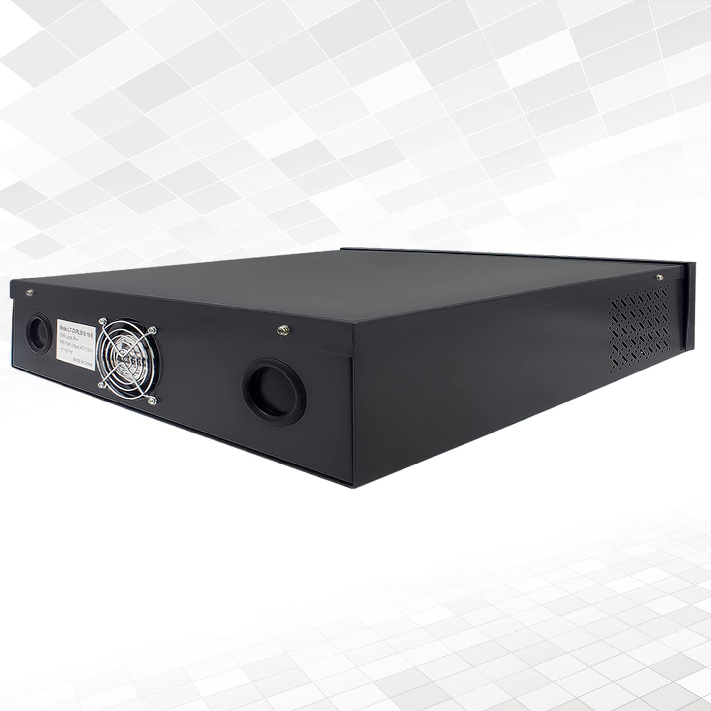 Heavy Duty 16-Gauge Steel DVR/NVR Lock Box with AC Fan – Secure Wall or Floor Mount Enclosure (18 x 18 x 5 in) – Includes Lock for Enhanced Security