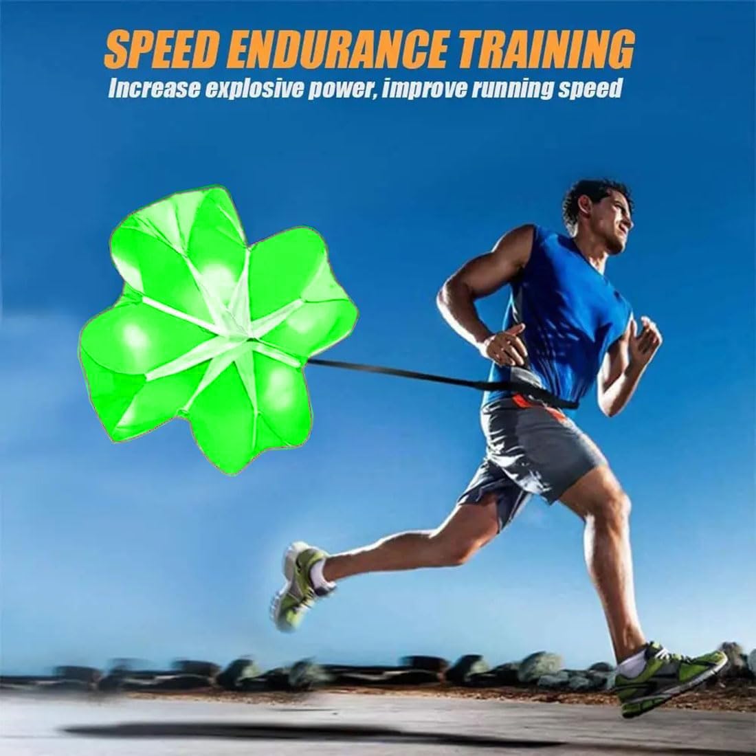 EastyGold Running Speed Chute Resistance Parachute 56 inch Powerchute Umbrella Training Sprint Power Soccer Trainer for Runner, Football, Soccer Drilling