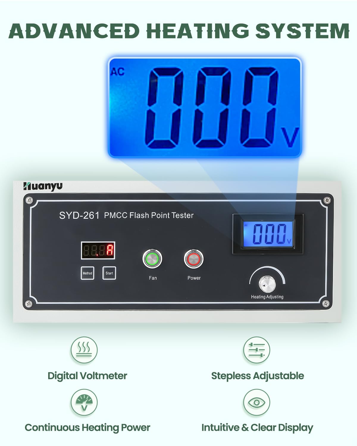 Huanyu SYD-261 Pensky Martens Closed Cup Flash Point Tester 3 Testing Procedures ABC for Determining Flash Point of Petroleum Flash Point Testing of Petroleum (220V with 110V Transformer)