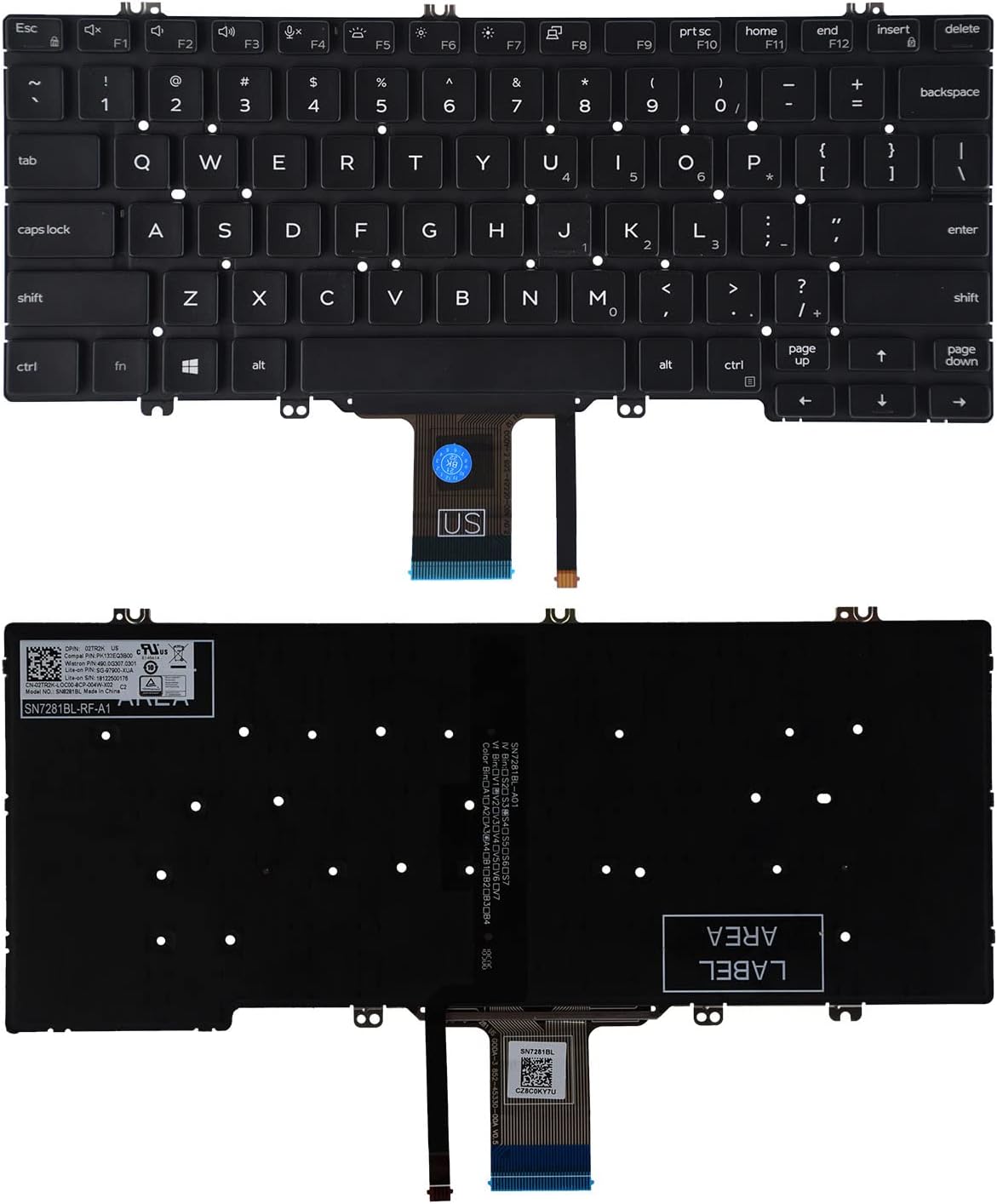SUNMALL 3300 5300, 5300 2-in-1, 5310,5310 2-in-1, 7200 7300 E5300 E7300, Replacement Keyboard Compatible with Dell