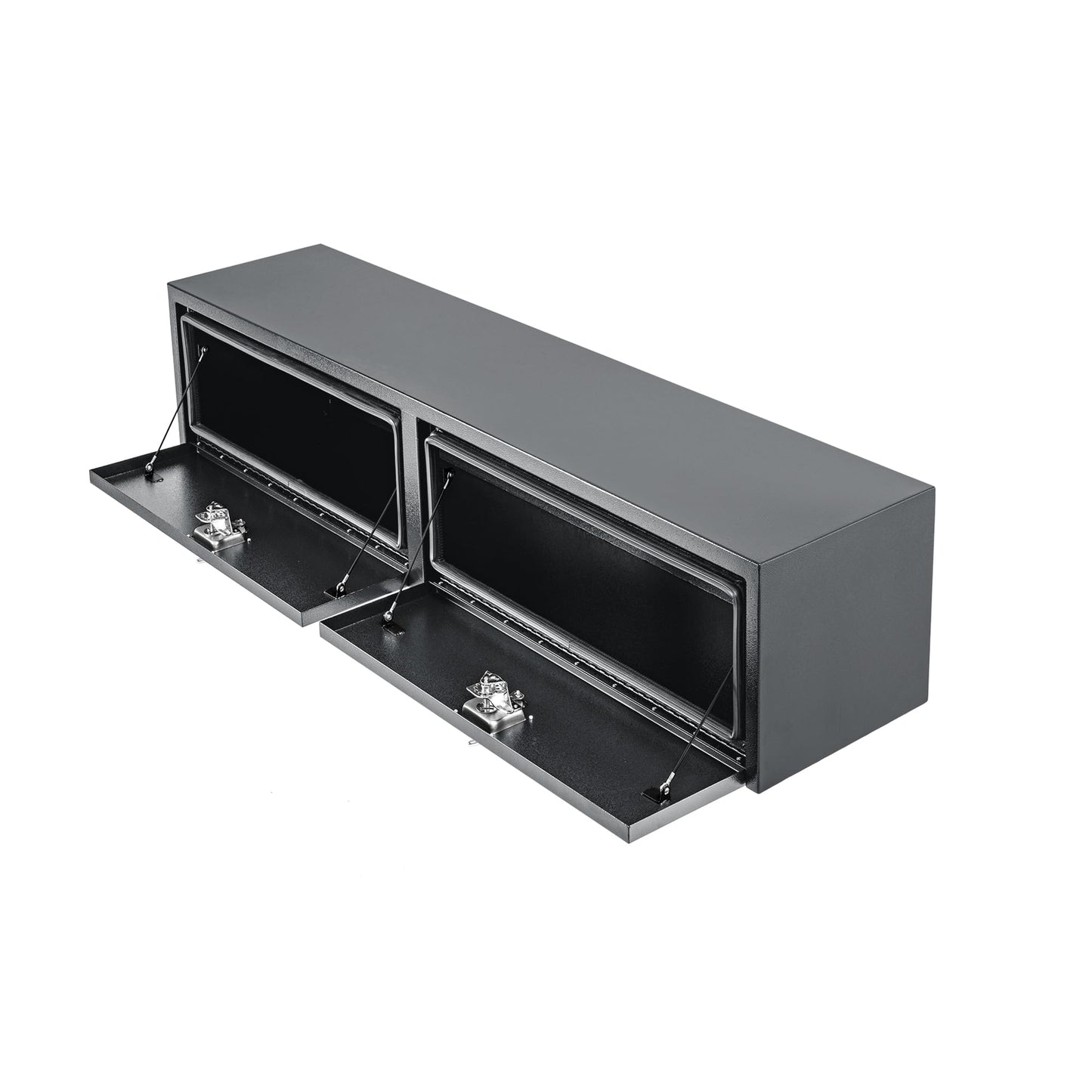 GarveeTech Black Steel Underbody Truck Tool Box with t-Handle Lock Latch, Truck Storage Organizer Tool Box Chest, Heavy Duty Under Body Toolbox for Pick Up, Truck, RV, Trailer，60 x 16 x 13 Inch