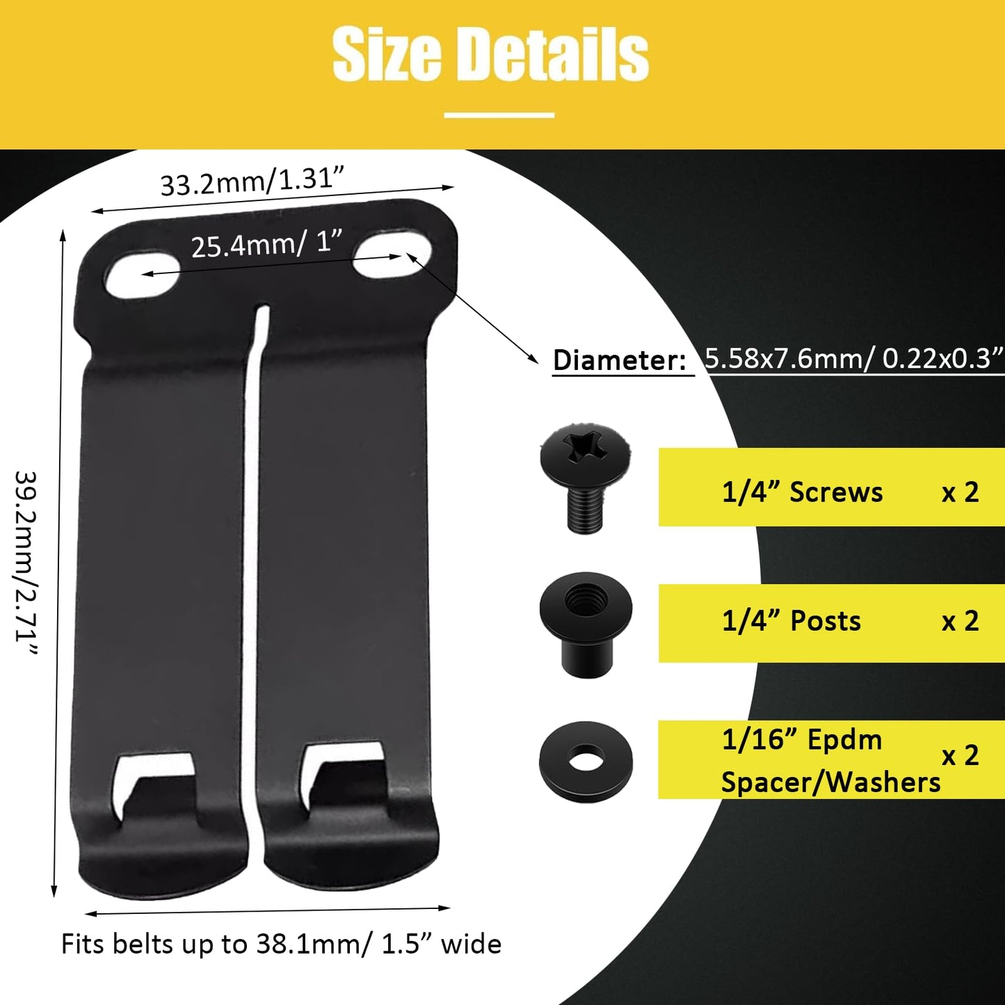 Metal Belt Clips for Kydex Knife Sheath, Pocket Belt Clips Kydex IWB/IWB Holster Clip Kit, Belt Knives Holster Clips Mounting Hardware Replacement Outdoor Knife Accessories (1)
