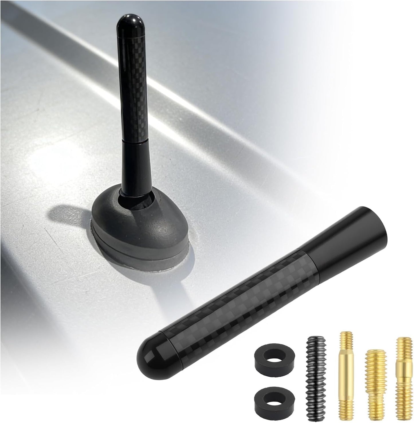 VKQTS 3.11 Inch Short Car Antenna Replacement,Stylish Carbon Fiber Short Antenna for Car as Cars Decor Compatible