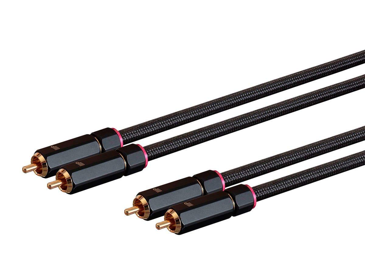 138076 3 Monoprice - Male RCA Two Channel Stereo Audio Cable - Feet - Black, Gold Plated Connectors, Double Shielded