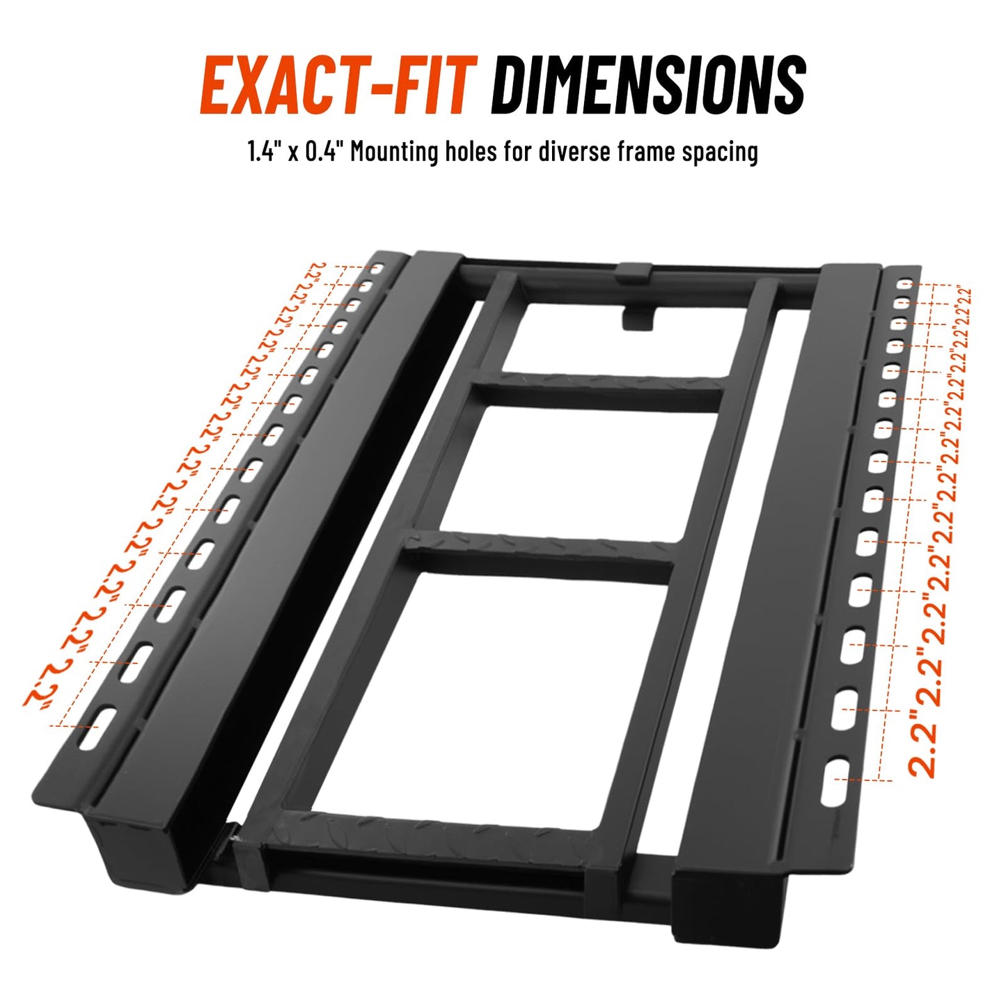 Turnirace 3-Rung Retractable Truck Bed Ladder - Heavy Duty Steel Truck Bed Step for Flatbeds, Dump Trucks & Trailers - Black Powder Coated, 32.5-Inch Extension, Bolt/Weld-On