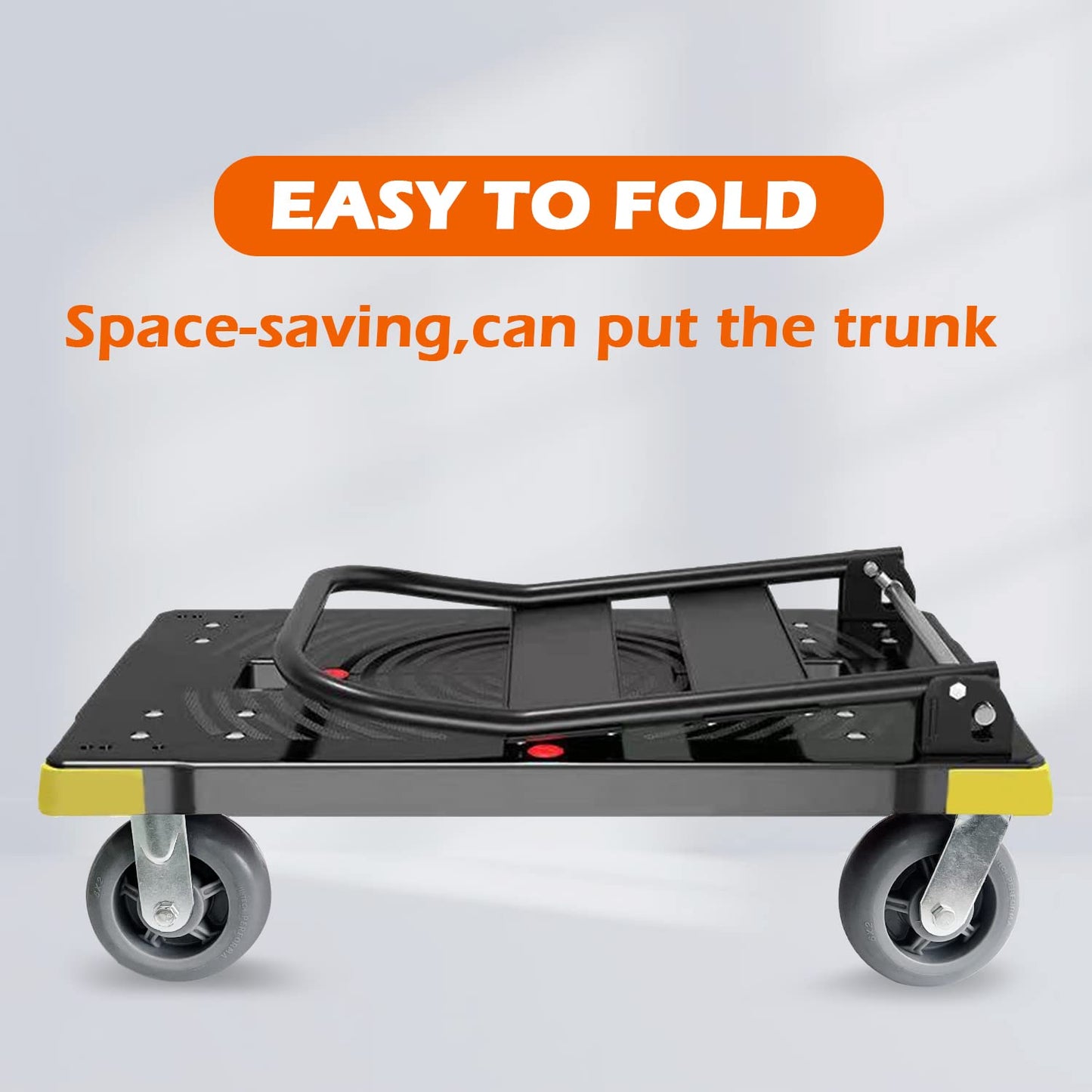 Chinco Star Folding Push Cart Dolly - 1300LBS Heavy Duty Portable Moving Dolly with 360 Swivel 6'' Wheels (35L x24W x40H in)